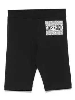 Moschino Kids шорты с тисненым логотипом, черный