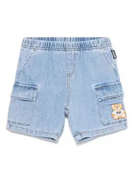 Moschino Kids шорты с вышитым мишкой Teddy Bear, синий