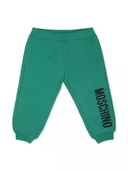Moschino Kids спортивные брюки из эластичного хлопка с логотипом, зеленый