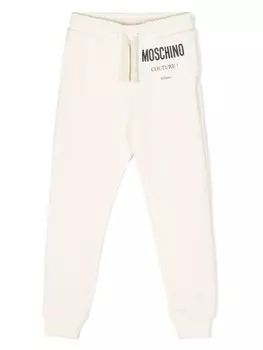 Moschino Kids спортивные брюки с логотипом, белый