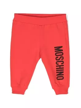 Moschino Kids спортивные брюки с логотипом, красный