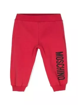 Moschino Kids спортивные брюки с логотипом, красный
