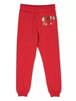Moschino Kids спортивные брюки с логотипом, красный