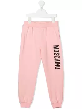 Moschino Kids спортивные брюки с логотипом, розовый