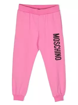Moschino Kids спортивные брюки с логотипом, розовый