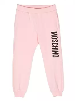 Moschino Kids спортивные брюки с логотипом, розовый