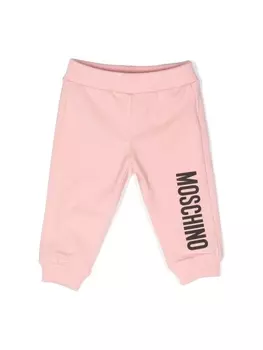 Moschino Kids спортивные брюки с логотипом, розовый