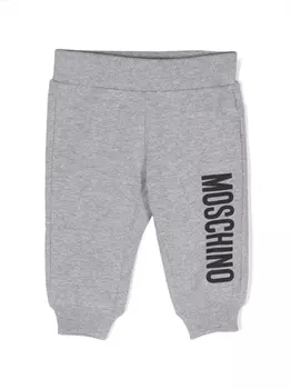 Moschino Kids спортивные брюки с логотипом, серый