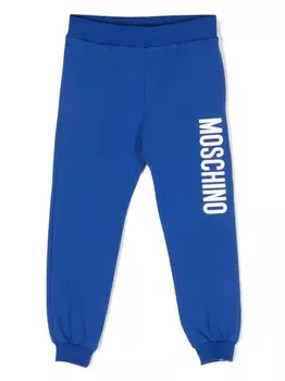 Moschino Kids спортивные брюки с логотипом, синий