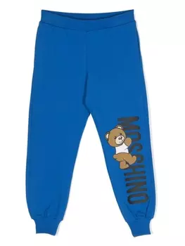 Moschino Kids спортивные брюки с принтом Teddy Bear, синий