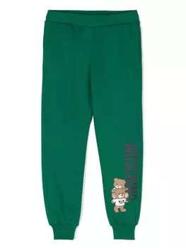 Moschino Kids спортивные брюки с принтом Teddy Bear, зеленый