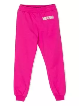 Moschino Kids спортивные брюки с вышитым логотипом, фиолетовый