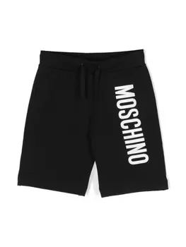 Moschino Kids спортивные шорты с логотипом, черный