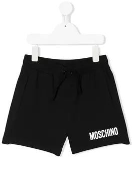 Moschino Kids спортивные шорты с логотипом, черный