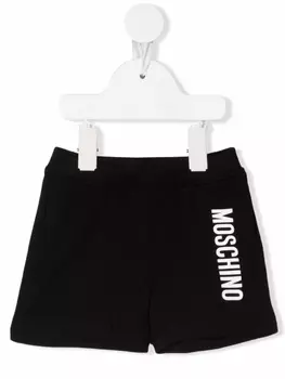 Moschino Kids спортивные шорты с логотипом, черный