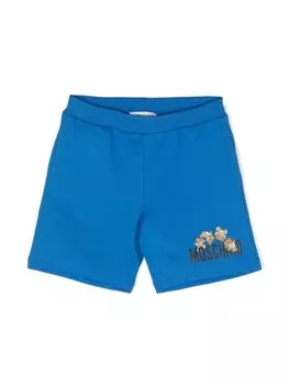 Moschino Kids спортивные шорты с принтом Teddy Bear, синий