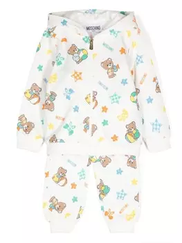 Moschino Kids спортивный костюм с графическим принтом по всей поверхности, белый