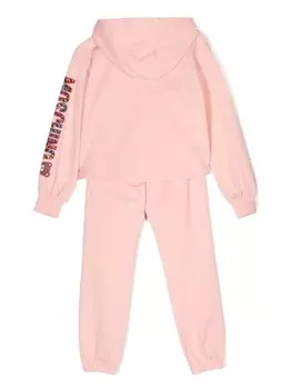 Moschino Kids спортивный костюм с капюшоном и логотипом, розовый