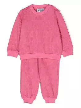 Moschino Kids спортивный костюм с логотипом и жаккардом, розовый