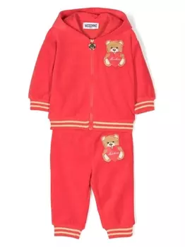 Moschino Kids спортивный костюм с нашивками, красный