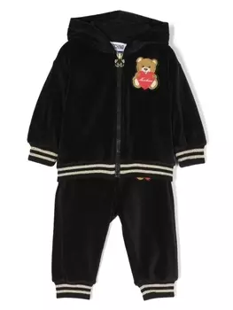Moschino Kids спортивный костюм с нашивкой-логотипом, черный