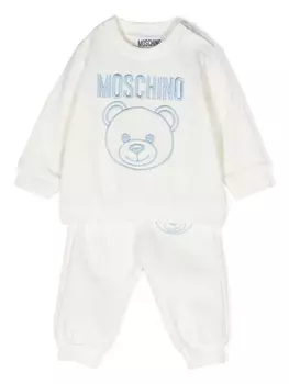 Moschino Kids спортивный костюм с вышитым логотипом, белый