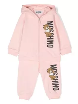 Moschino Kids спортивный костюм Teddy Bear с логотипом, розовый
