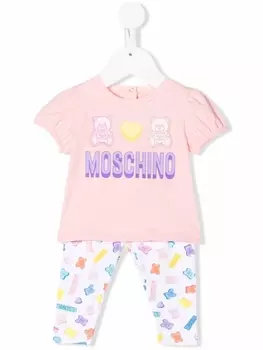 Moschino Kids спортивный костюм Teddy Bear с логотипом, розовый