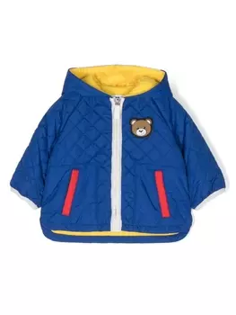 Moschino Kids стеганый пуховик Teddy Bear, синий