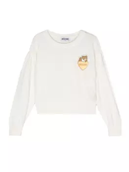 Moschino Kids свитер с аппликацией Teddy Bear, белый