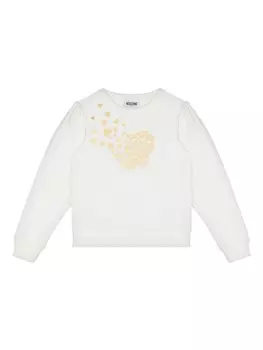 Moschino Kids свитер с принтом в виде сердца, белый