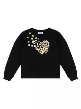 Moschino Kids свитер с принтом в виде сердца, черный