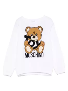 Moschino Kids свитер с узором Teddy Bear, белый