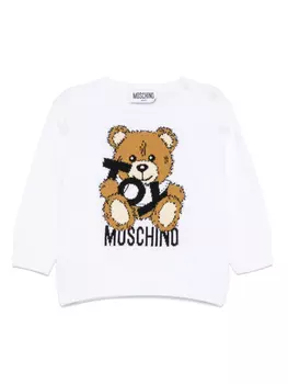 Moschino Kids свитер с узором Teddy Bear, белый