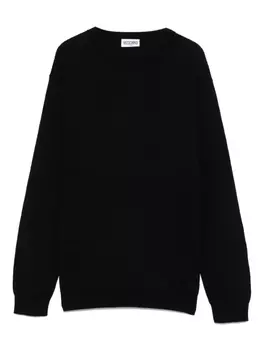 Moschino Kids свитер с жаккардовым логотипом, черный