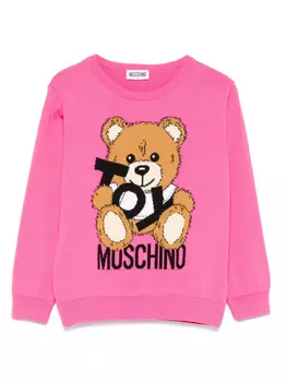 Moschino Kids свитер вязки интарсия, розовый