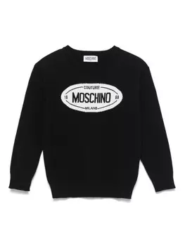 Moschino Kids свитер вязки интарсия с логотипом, черный