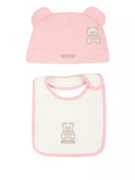 Moschino Kids Teddy Bear комплект из шапочки и нагрудника, розовый