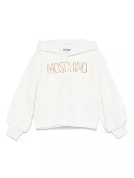 Moschino Kids толстовка с капюшоном и аппликацией логотипа, белый
