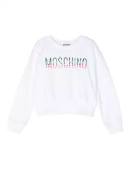 Moschino Kids толстовка с логотипом, белый