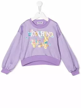 Moschino Kids толстовка с логотипом, фиолетовый