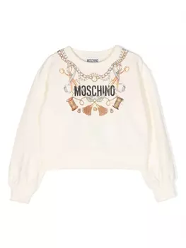 Moschino Kids толстовка с логотипом, нейтральный цвет