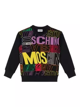Moschino Kids толстовка с логотипом по всей поверхности, черный