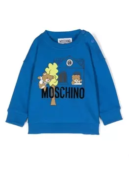Moschino Kids толстовка с логотипом, синий