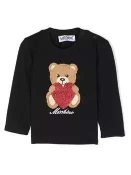 Moschino Kids толстовка с логотипом Teddy Bear, черный