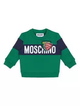 Moschino Kids толстовка с логотипом, зеленый