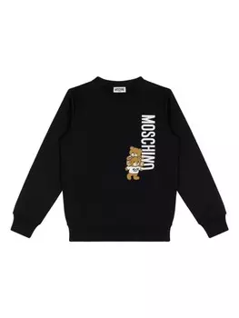 Moschino Kids толстовка с мотивом плюшевого мишки, черный