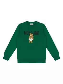 Moschino Kids толстовка с мотивом плюшевого мишки, зеленый