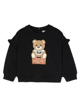 Moschino Kids толстовка с оборками и принтом Leo Teddy, черный