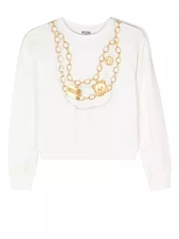 Moschino Kids толстовка с принтом, белый